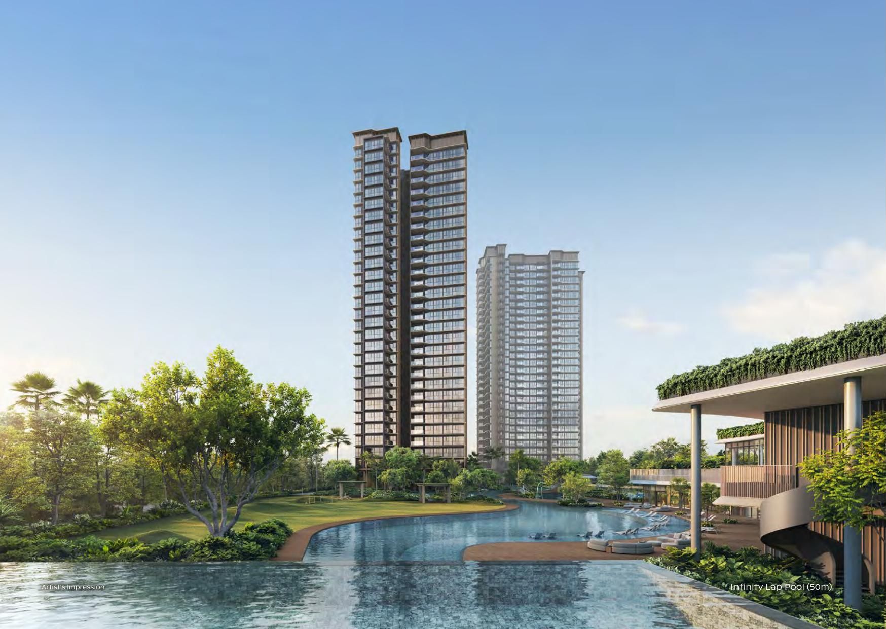 Artist's impression of the Thomson Reserve towers above the pool